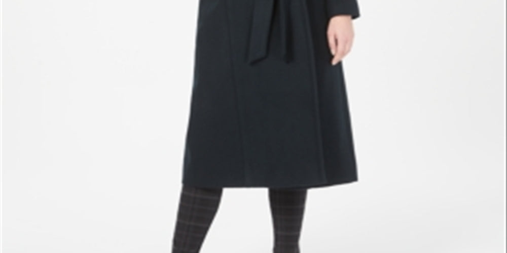 Forecaster Women's Fox Fur Collar Belted Maxi Wrap Coat -Black Size 16