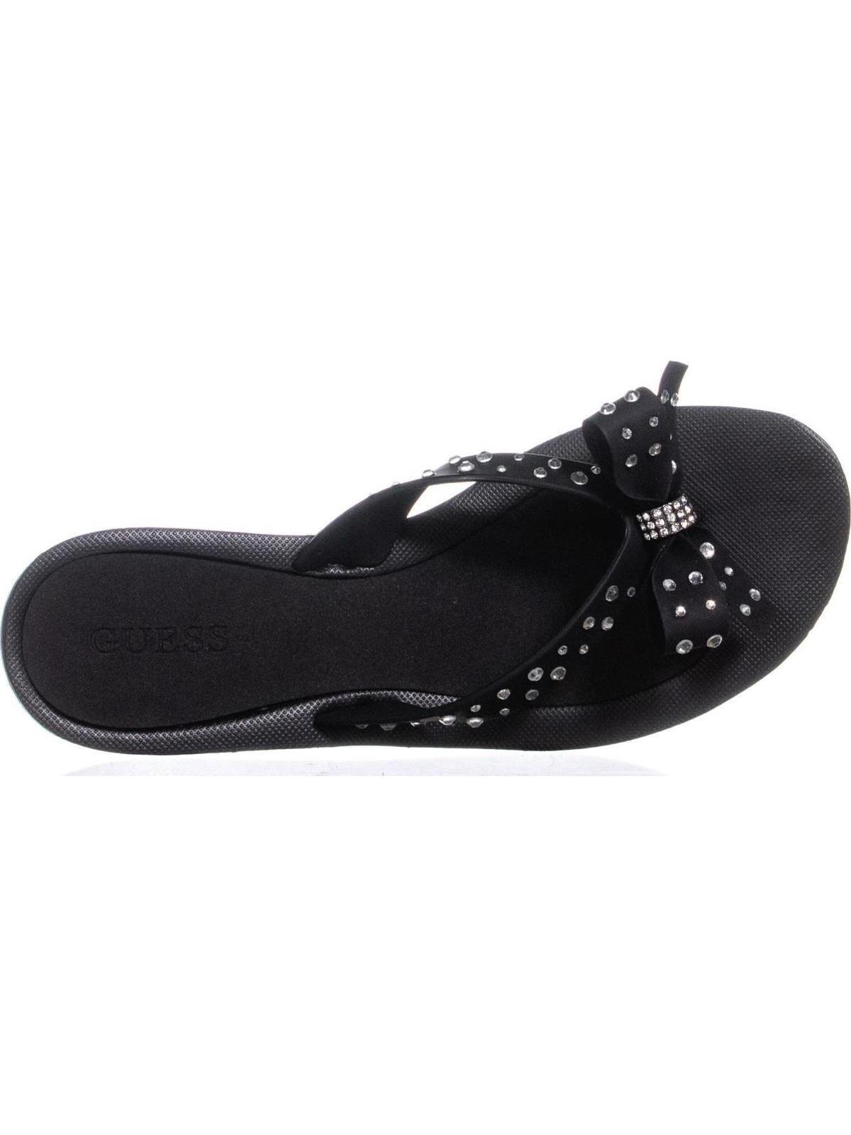 Guess Women's Tutu Rhinestone Thong Flip Flops BlackSize -7 M