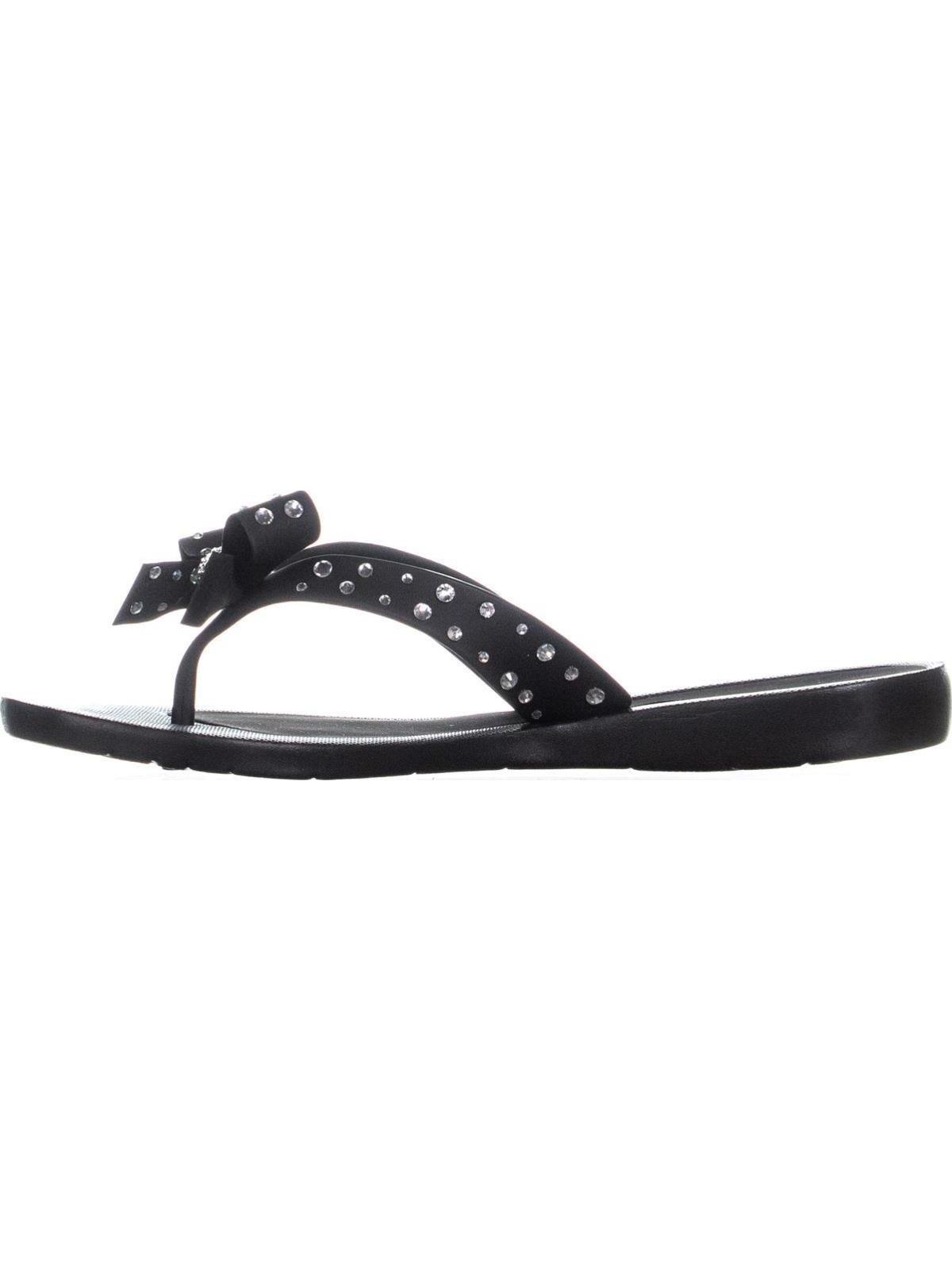 Guess Women's Tutu Rhinestone Thong Flip Flops BlackSize -7 M