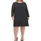 Tommy Hilfiger Women's Plus Lace Sleeve a Line Dress Black Size 22W
