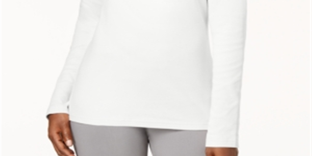 Karen Scott Women's Cotton Mock Neck Top White Size XX-Large