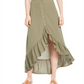 Polly & Esther Women's Ruffled Long MIDI Skirt Green Size Medium