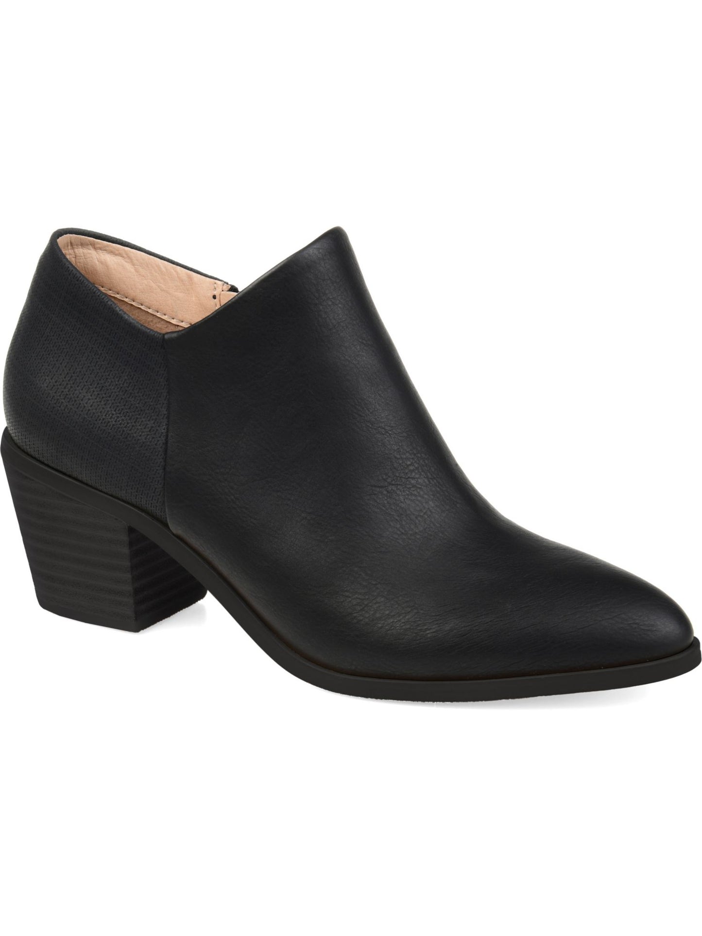 Journee Collection Women's Mixed Media Adison Almond Toe Block Heel Zip up Booties Black Size 10 M