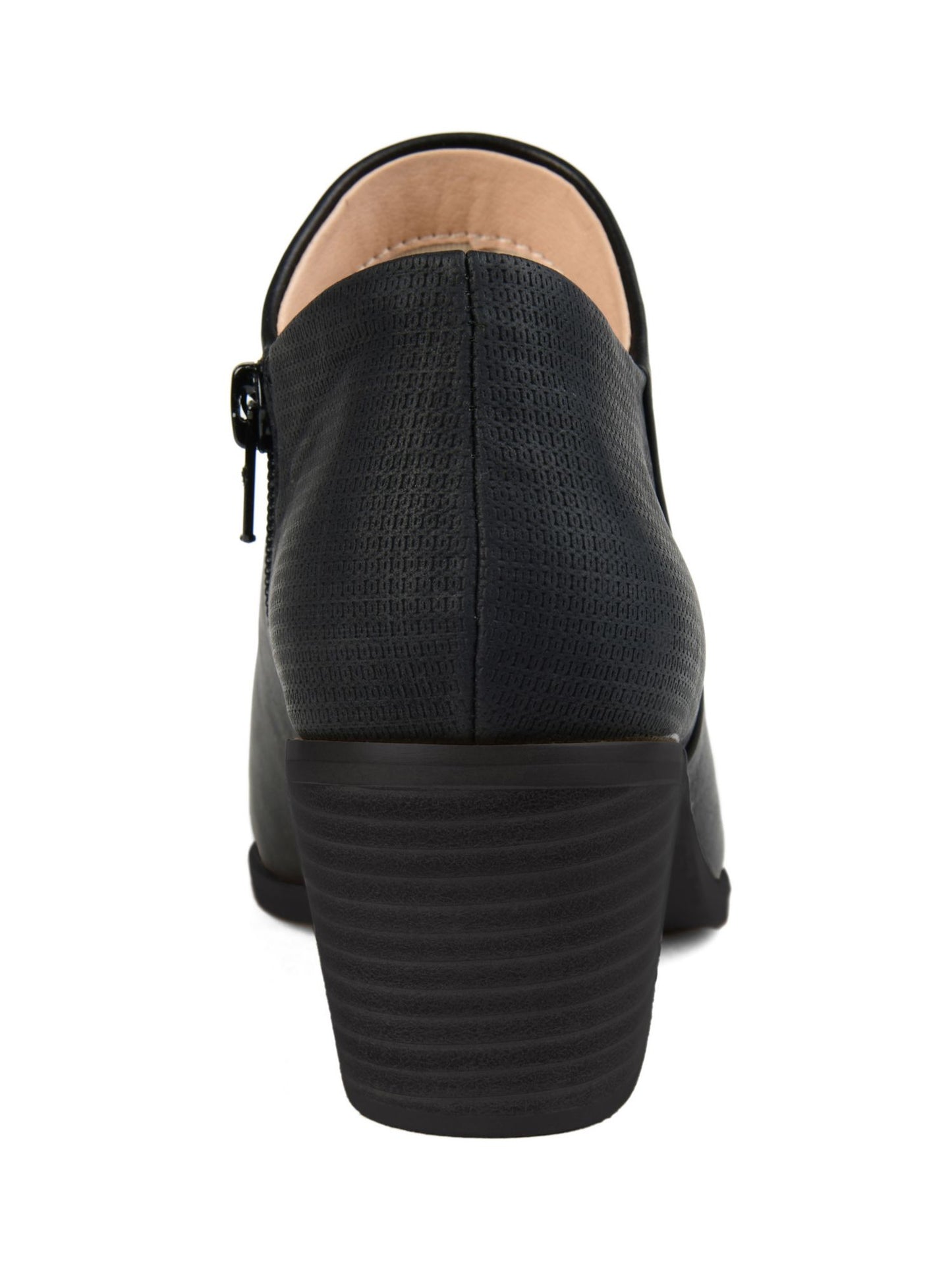 Journee Collection Women's Mixed Media Adison Almond Toe Block Heel Zip up Booties Black Size 10 M