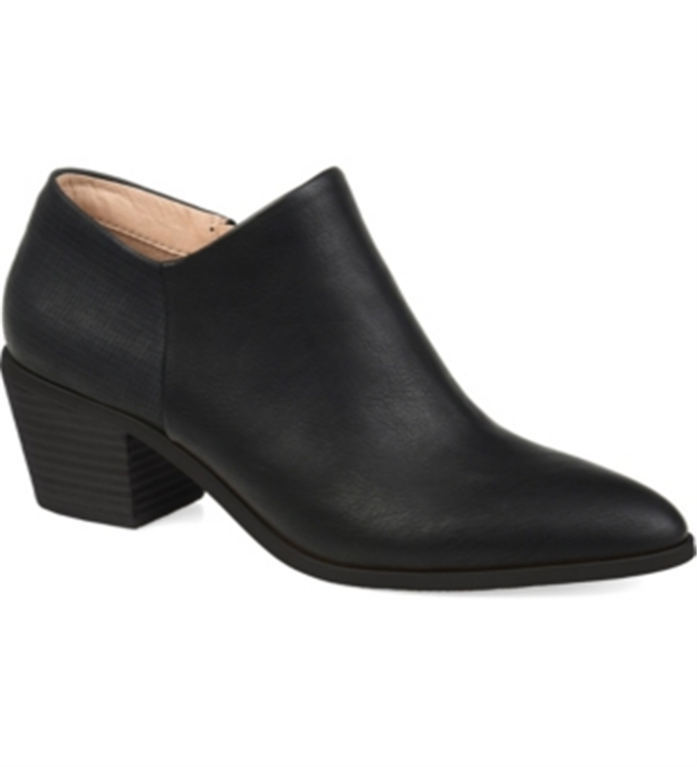 Journee Collection Women's Mixed Media Adison Almond Toe Block Heel Zip up Booties Black Size 10 M