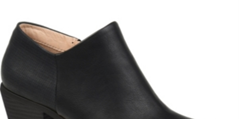 Journee Collection Women's Mixed Media Adison Almond Toe Block Heel Zip up Booties Black Size 10 M