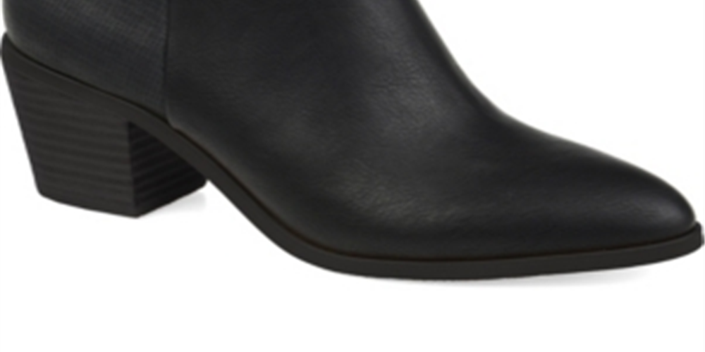 Journee Collection Women's Mixed Media Adison Almond Toe Block Heel Zip up Booties Black Size 10 M