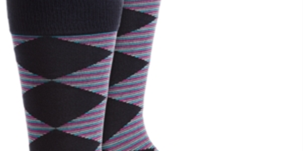 Alfani Men's Striped Diamond Dress Socks Blue Size Regular