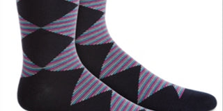 Alfani Men's Striped Diamond Dress Socks Blue Size Regular