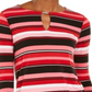 Michael Kors Women's Striped Keyhole Top Pink Size Petite