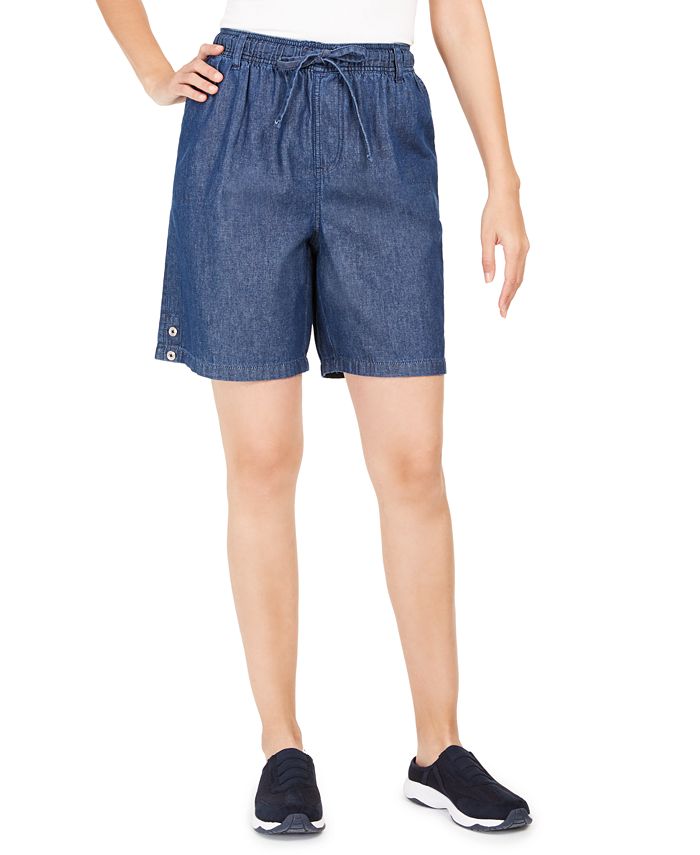 Karen Scott Women's Cotton Pull on Shorts Blue Size X-Small