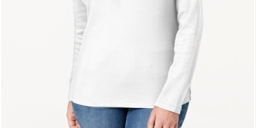 Karen Scott Women's Knit Solid Pullover Top White Size X-Large