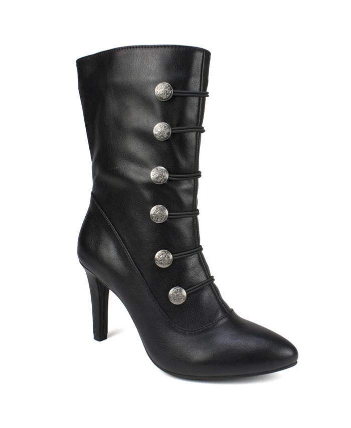 Rialto Women's Chung Fabric Almond Toe Mid Calf Fashion Boots Black Size 11 M
