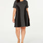 Michael Kors Women's Plus Polka Dot Stretch Fit & Flare Dress Black Size 1X