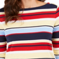Charter Club Women's Pima Cotton Button Shoulder Stripe Top Red Multi Size Small