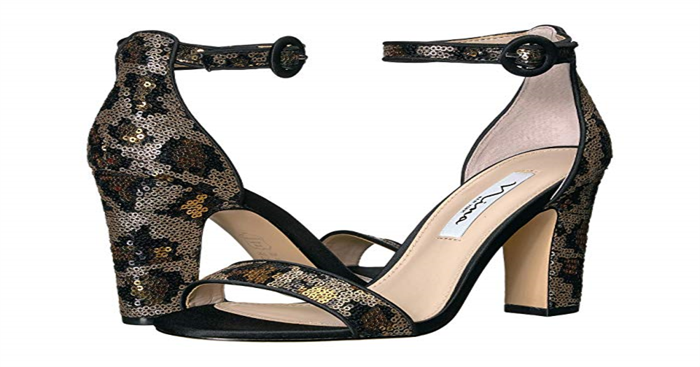 Nina Women's Ankle Strap Cushioned Sianna Round Toe Block Heel Buckle Dress Sandals Gold  Size 10