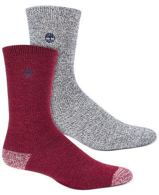 Timberland Men's 2 Pk Marled Boot Socks Red One Size