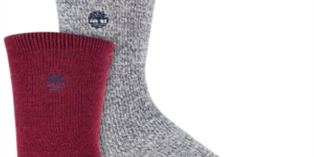 Timberland Men's 2 Pk Marled Boot Socks Red One Size