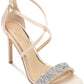 Jewel Badgley Mischka Women's Ankle Strap Open Toe Pumps Gold Size 9 M