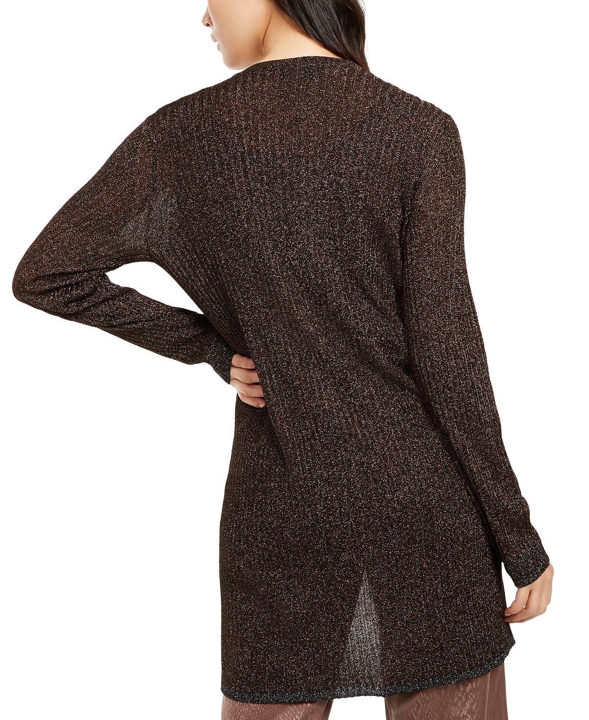 Alfani Women's Ribbed Metallic Cardigan Black Size X-Small