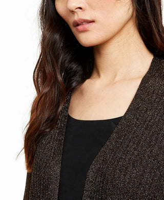 Alfani Women's Ribbed Metallic Cardigan Black Size X-Small