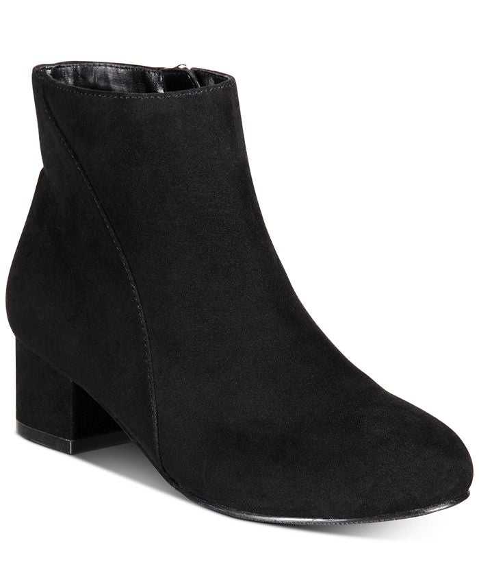 INC International Concepts Women's FloriannL Suede Almond Toe Ankle Fashion Boots Black Size 1.5