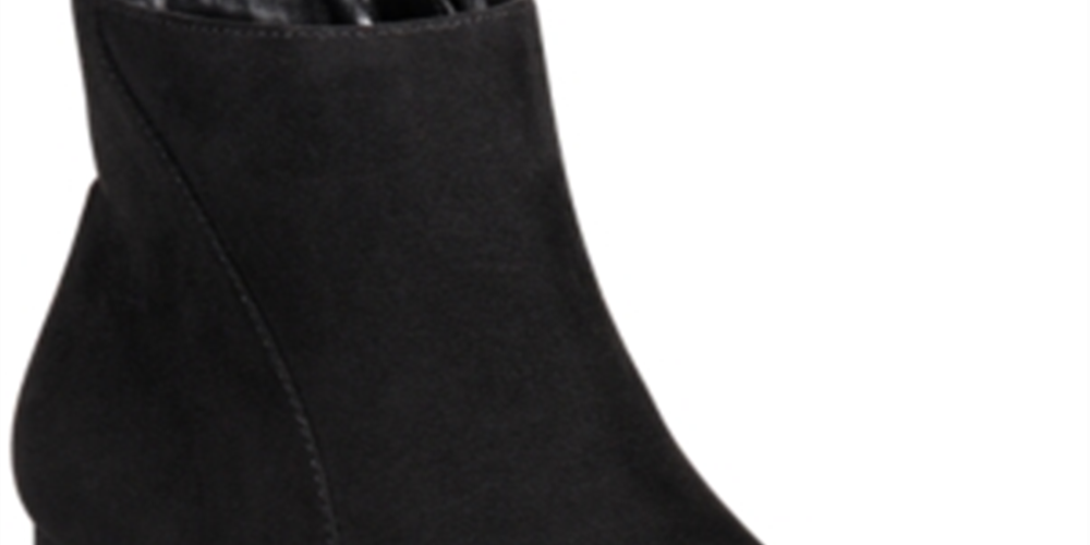 INC International Concepts Women's FloriannL Suede Almond Toe Ankle Fashion Boots Black Size 1.5