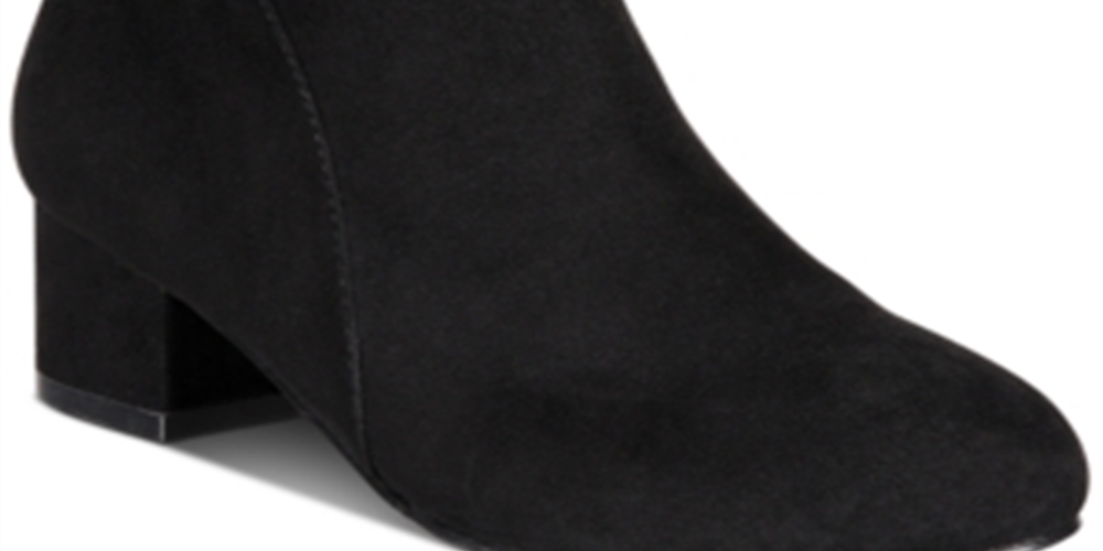 INC International Concepts Women's FloriannL Suede Almond Toe Ankle Fashion Boots Black Size 1.5