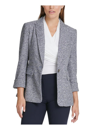 DKNY Women's Marled One Button Blazer Blue Size 6 Petite