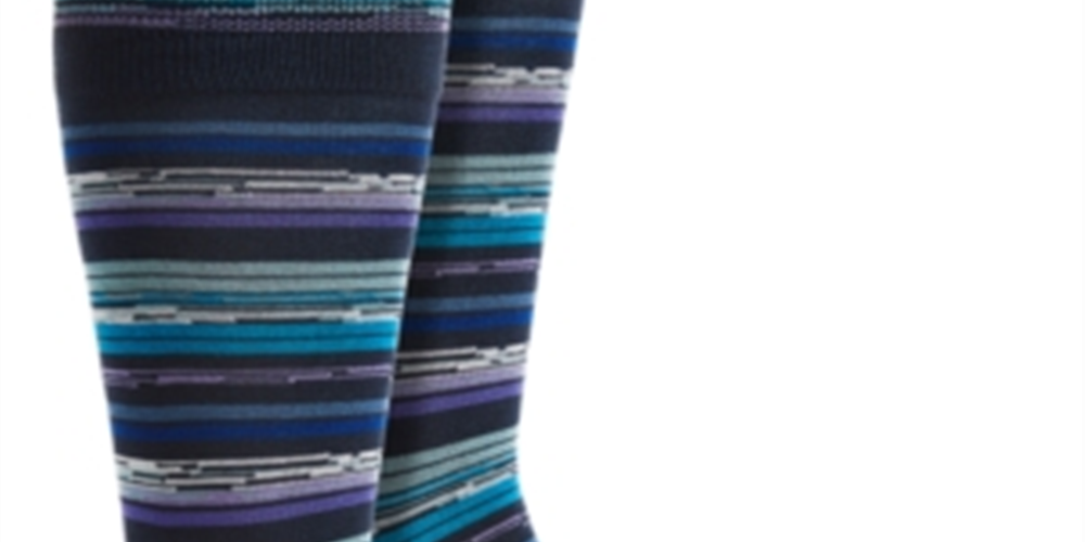 Perry Ellis Portfolio Men's Tencel Striped Crew Socks Blue Size Regular