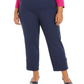 JM Collection Women's Plus Ankle Laced Pull on Pants Blue Size 26W