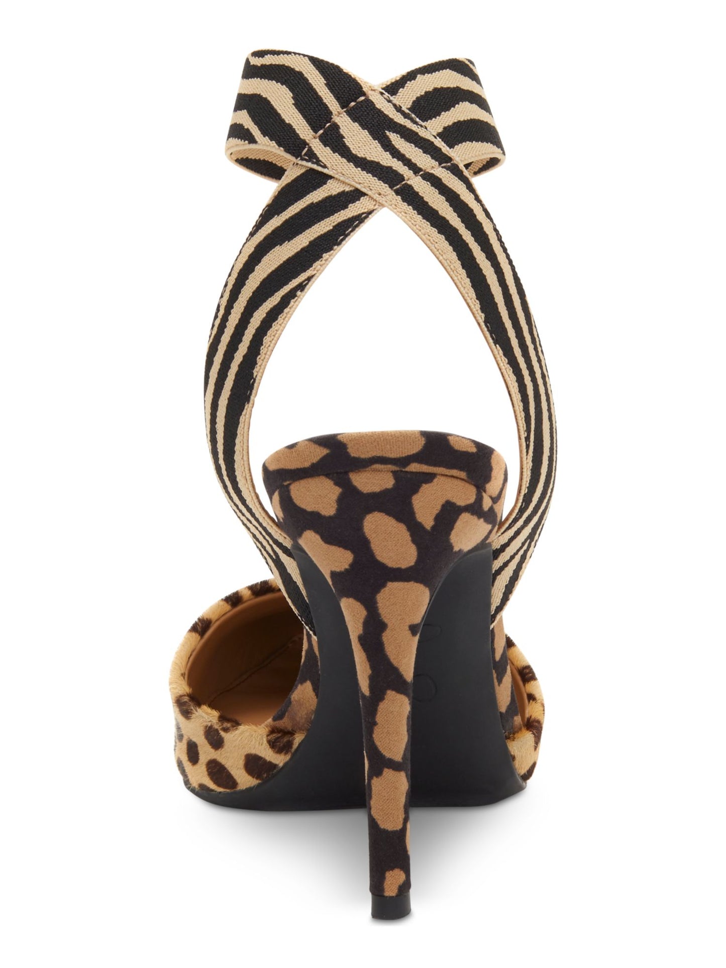 Jessica Simpson Women's Animal Print Elastic Ankle Strap Padded Perinna Pointed Toe Stiletto Slip on Dress Pumps Brown Size 7.5 M