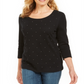 Karen Scott Women's Studded 3/4 Sleeve Top Black Size Small