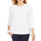 Karen Scott Women's Textured Dot Sweatshirt White Size Petite S