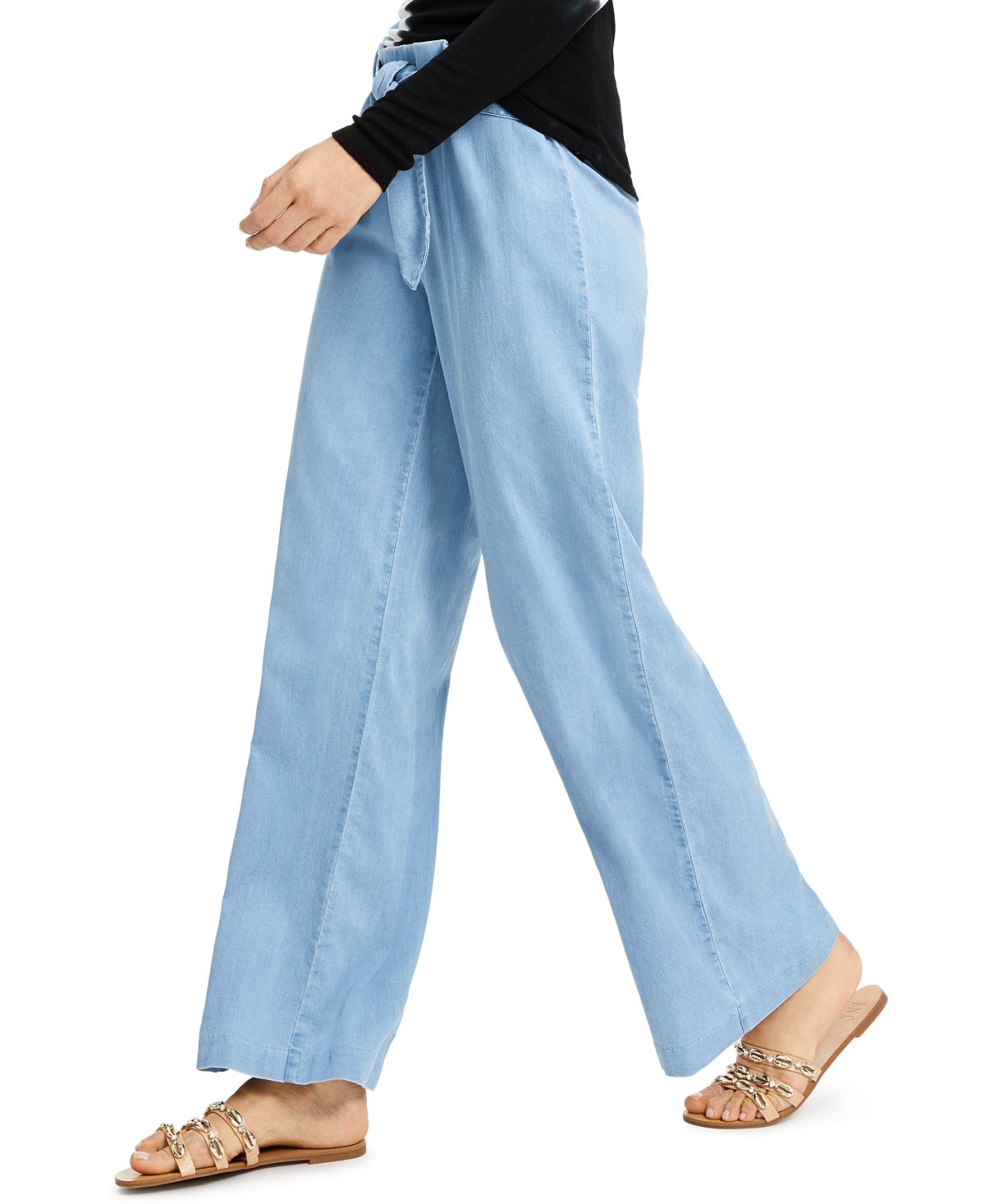 INC International Concepts Women's Tie Front Wide Leg Casual Pants Blue Size 2