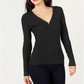 INC International Concepts Women's Embellished Long Sleeve Sweater Black Size Large