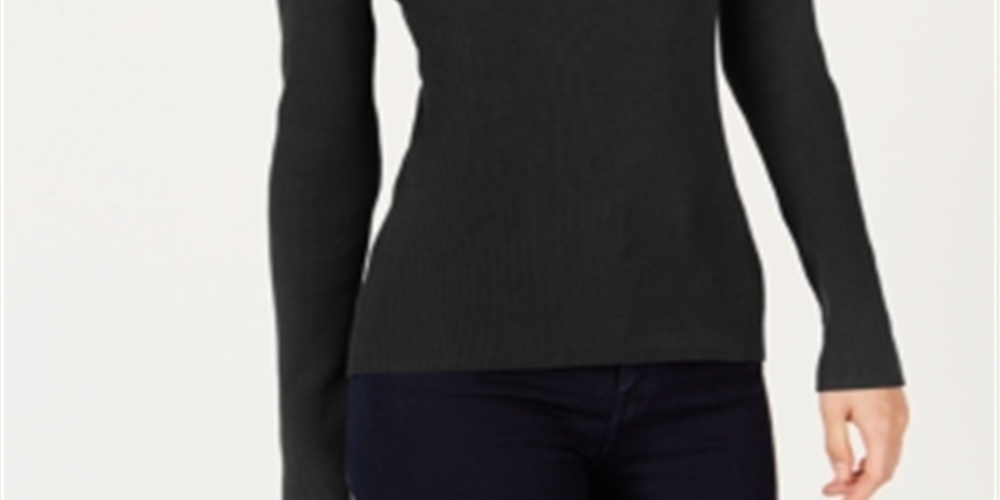 INC International Concepts Women's Embellished Long Sleeve Sweater Black Size Large