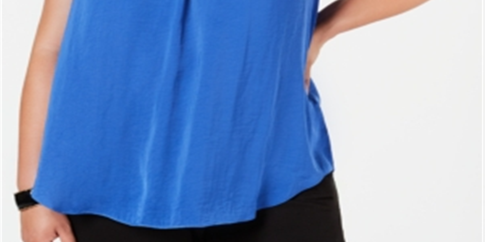 Alfani Women's Plus Satin Ruched Tunic Top Blue Size 1X