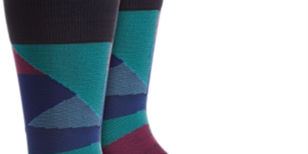 Perry Ellis Portfolio Men's Microfiber Geometric Dress Socks Blue Size Regular