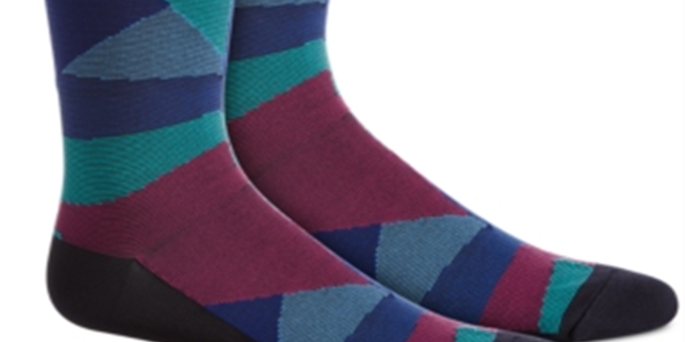 Perry Ellis Portfolio Men's Microfiber Geometric Dress Socks Blue Size Regular