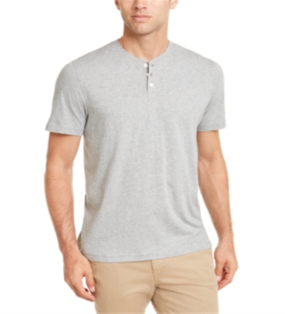 Club Room Men's Heather Henley Shirt Gray Size -M
