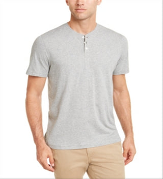 Club Room Men's Heather Henley Shirt Gray Size -M