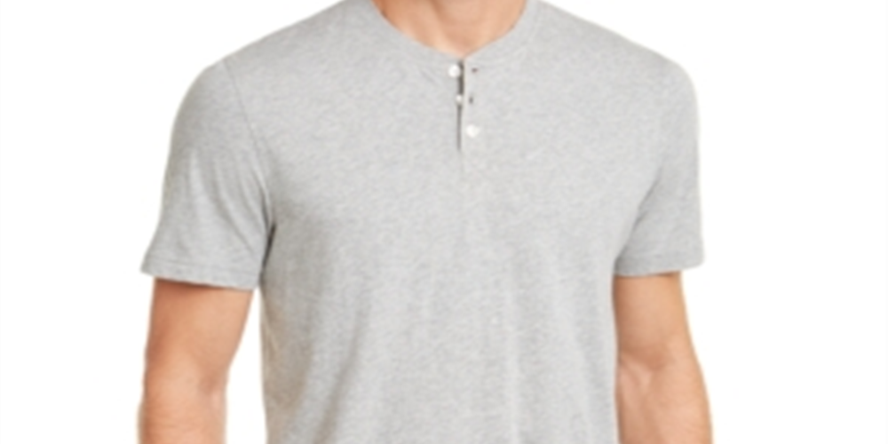 Club Room Men's Heather Henley Shirt Gray Size -M