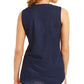 JM Collection Women's Zippered Neck Top Blue Size Small