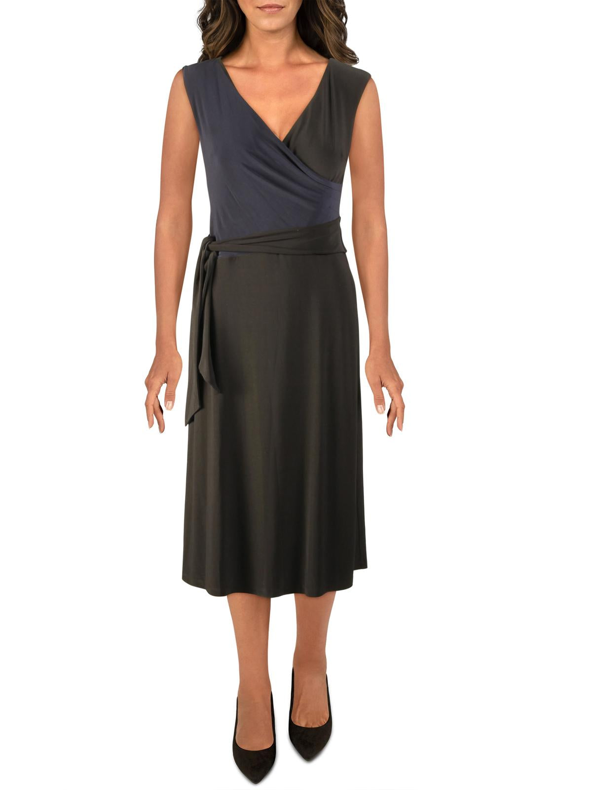 ralph-lauren-womens-dorena-midi-faux-wrap-wear-to-work-dress-black-size-10