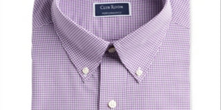Club Room Men's Classic Regular Fit Performance Mini Gingham Dress Shirt Purple Size 16X34X35