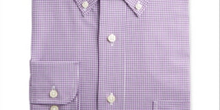 Club Room Men's Classic Regular Fit Performance Mini Gingham Dress Shirt Purple Size 16X34X35