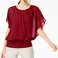 JM Collection Women's Flutter Sleeve Top Red Size X-Small