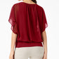 JM Collection Women's Flutter Sleeve Top Red Size X-Small
