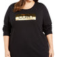 Calvin Klein Women's Plus Logo Print Sweatshirt Black Size 3X